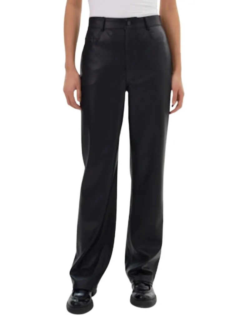 Lamarque Scottie Faux Leather Straight Leg Pants- Black