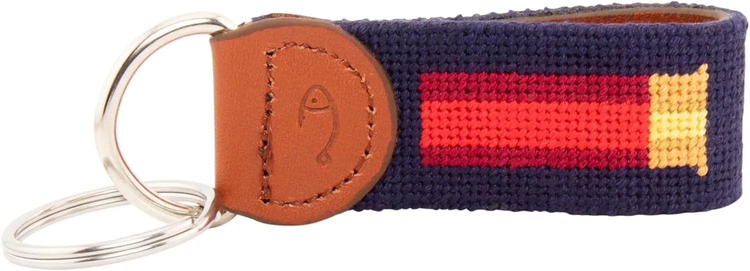 Leather Hand-Stitched Needlepoint Key Fob or Key Chain