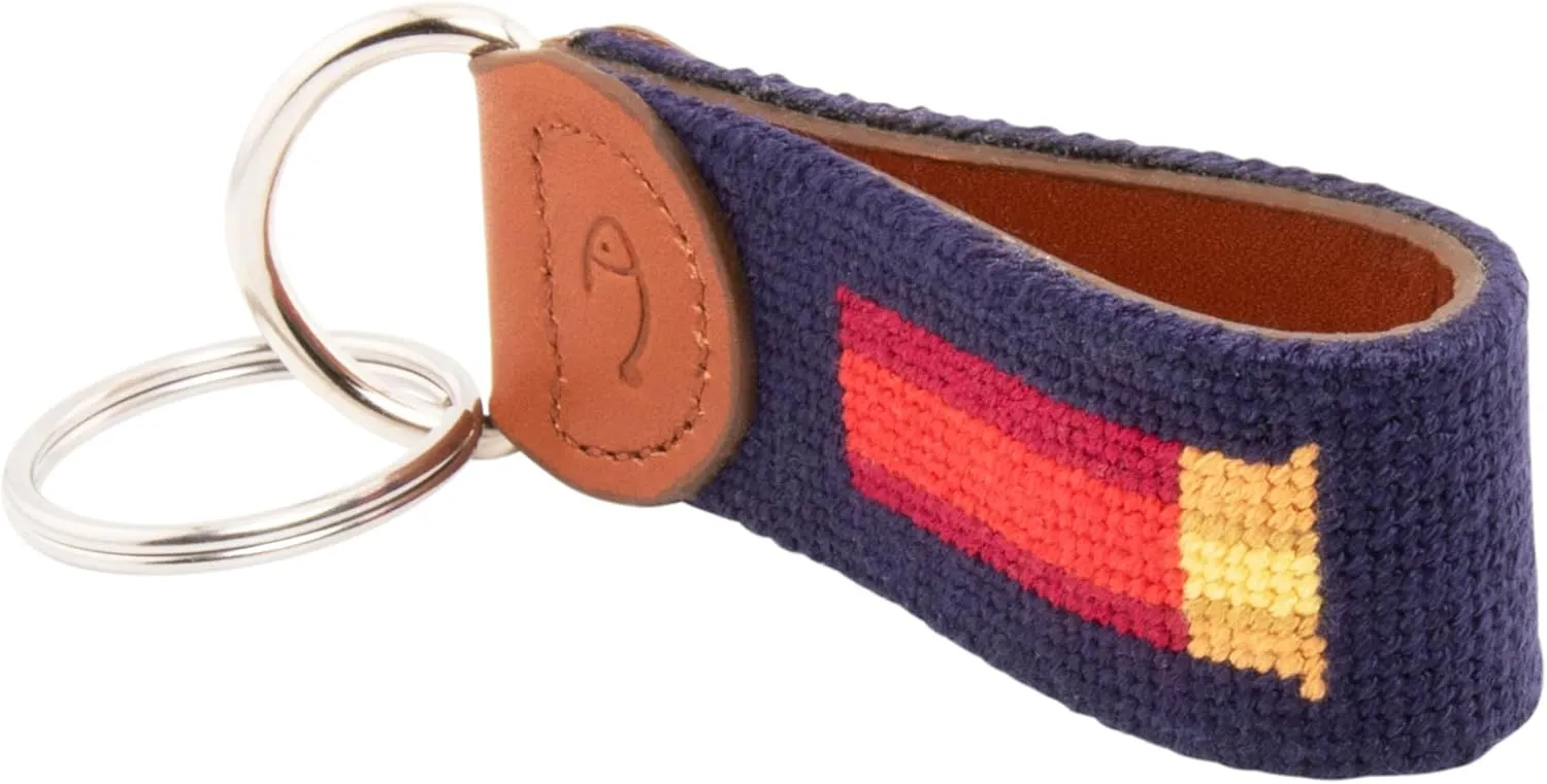 Leather Hand-Stitched Needlepoint Key Fob or Key Chain