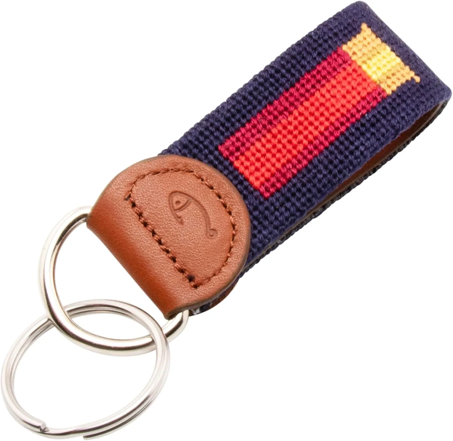 Leather Hand-Stitched Needlepoint Key Fob or Key Chain