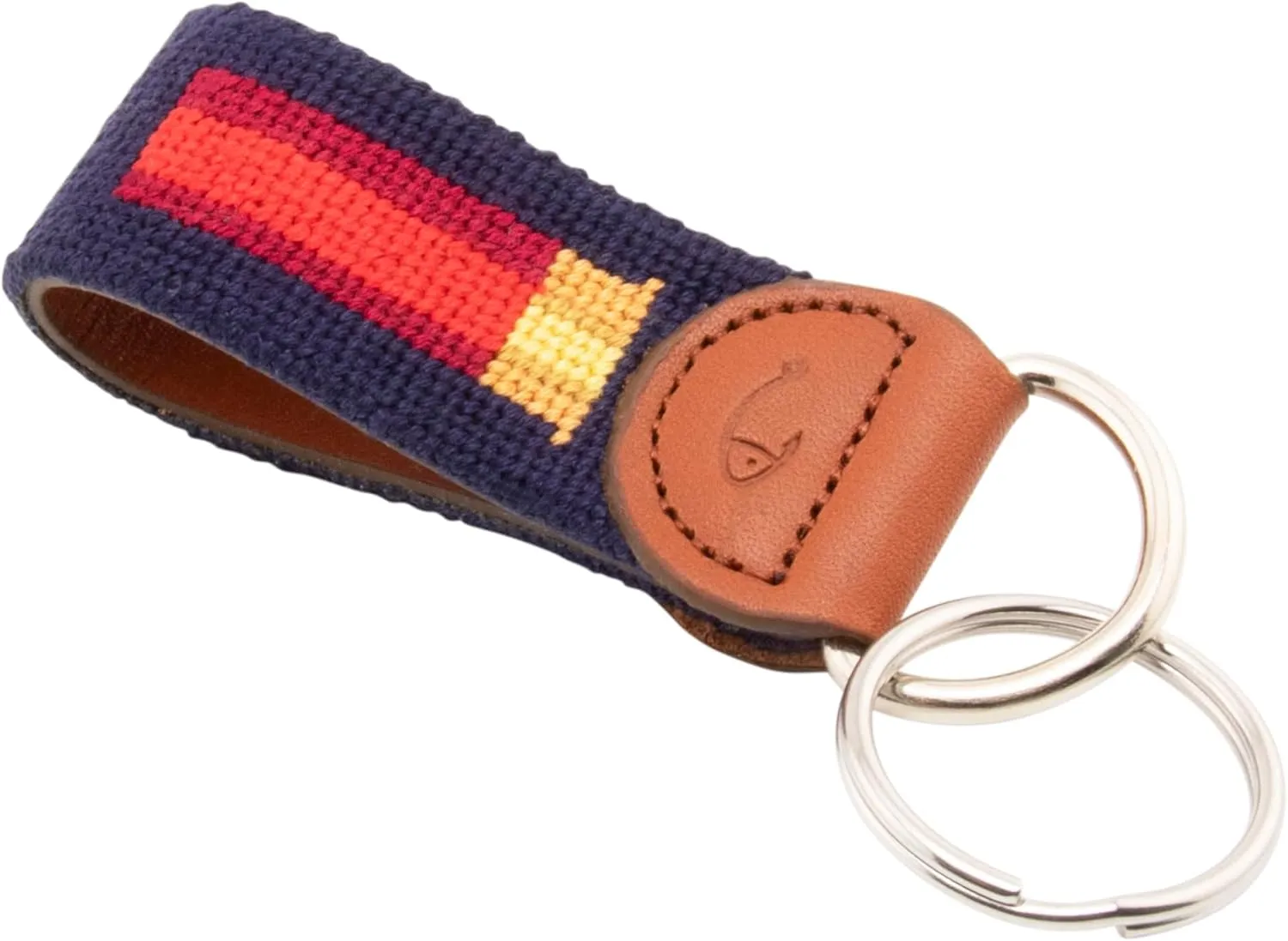 Leather Hand-Stitched Needlepoint Key Fob or Key Chain