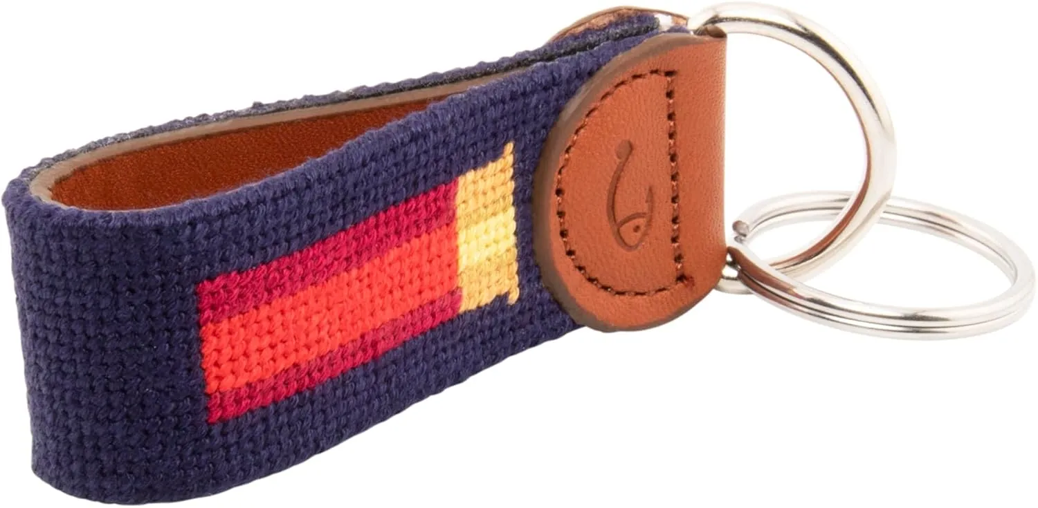 Leather Hand-Stitched Needlepoint Key Fob or Key Chain