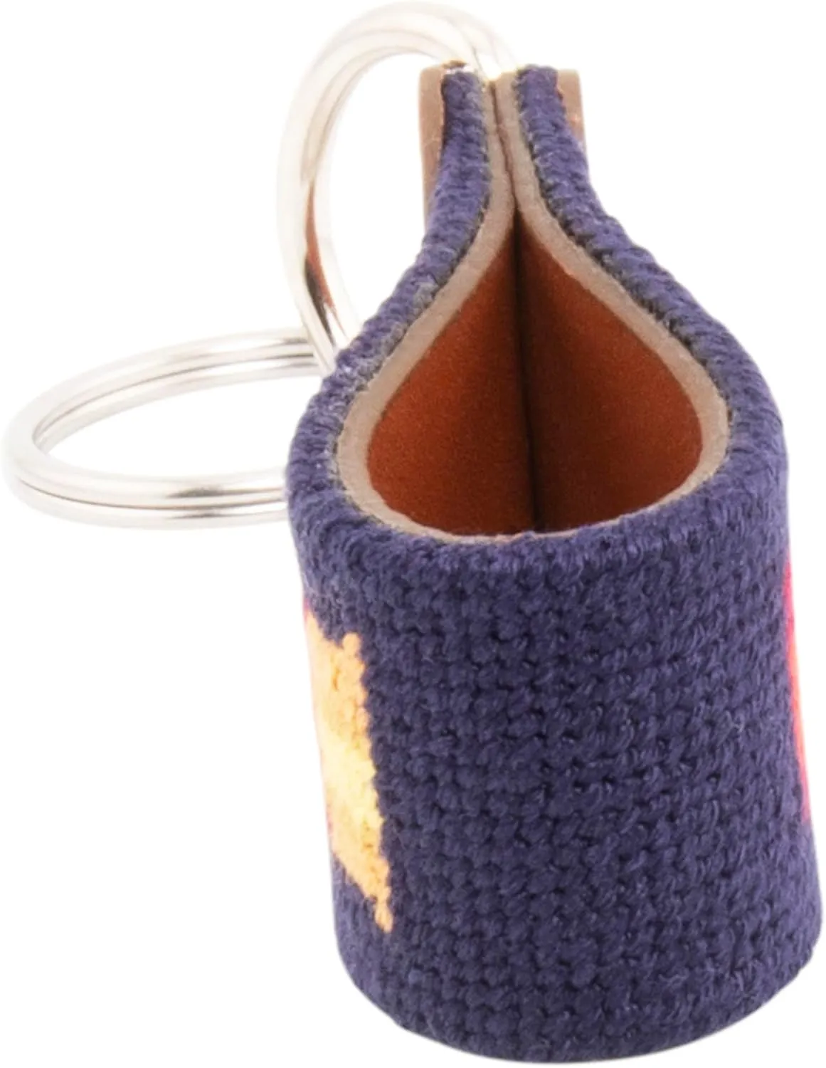 Leather Hand-Stitched Needlepoint Key Fob or Key Chain