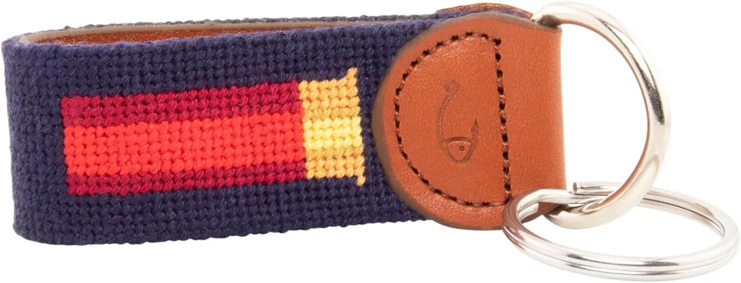 Leather Hand-Stitched Needlepoint Key Fob or Key Chain