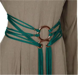 L'VOW Viking Troll Cross Belt Women Medieval Extra Long Rope Belt for Norse Witch Shaman Pagan Ren Faire Accessory