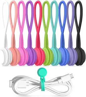 Magnetic Cable Ties 10 PCS Reusable Cable Organizers Earbuds Cords USB Cable Manager Keeper Wrap Ties Straps Bookmark Clips Whiteboard Noticeboard Fridge Magnets for Office, School, Home Organization