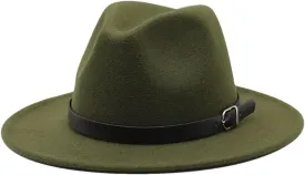 Men Fedoras Women's Jazz Hat Woolen Blend Cap Outdoor Casual Hat Panama Hat Army EN8 58-61CM
