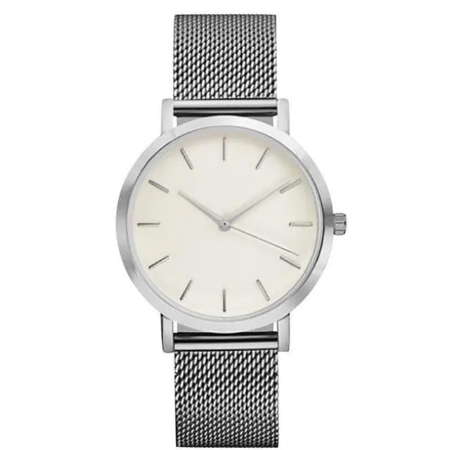 Men watch Clock Wristwatches Crystal Stainless Steel Analog Quartz Wrist Watch Bracelet Watches Minimalist Watches montre homme