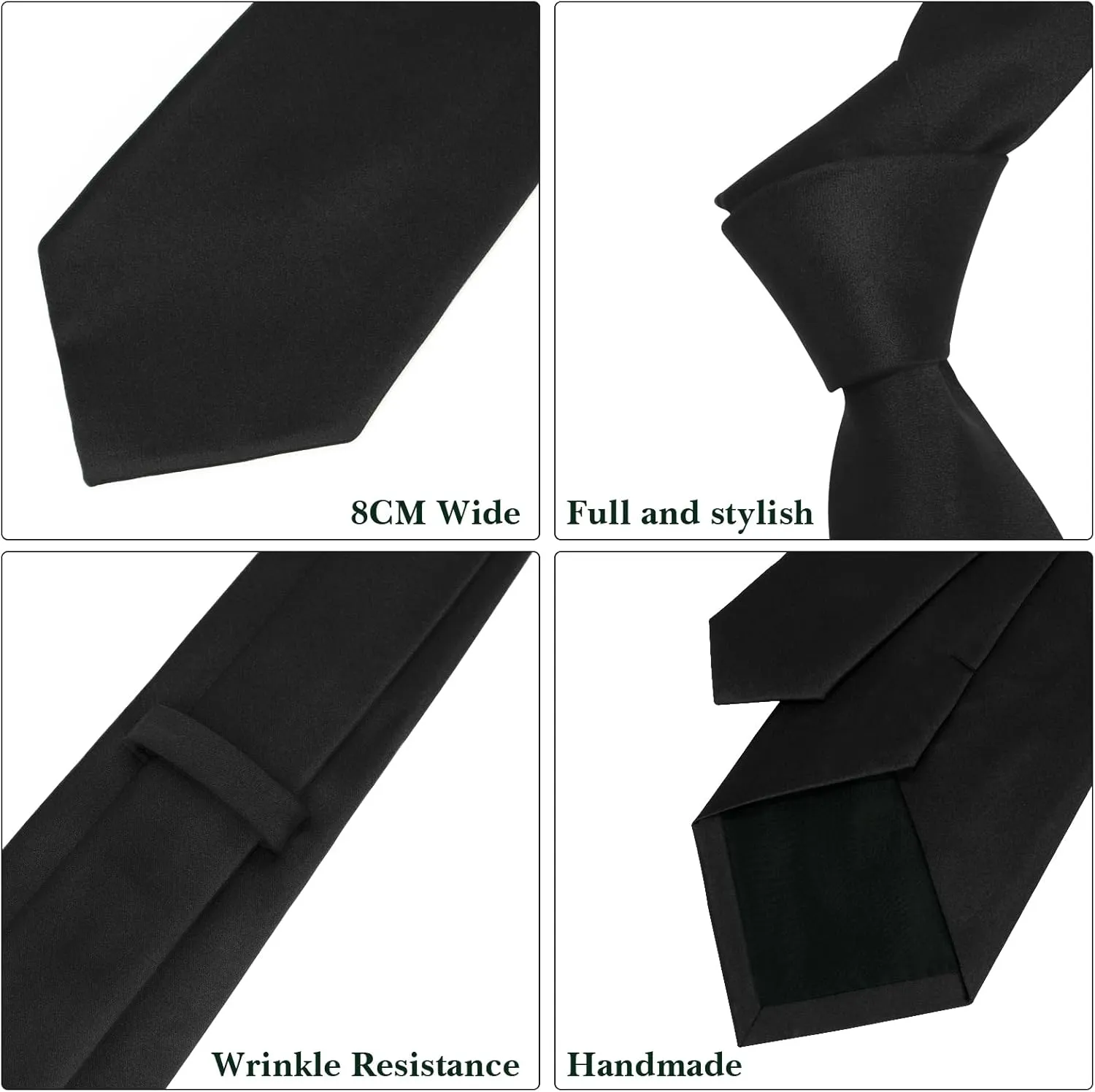 Men's Ties Solid Pure Color 3.15" (8CM) Necktie Plain Formal Business Wedding Black Ties For Men