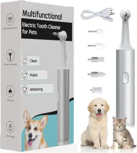 Multifunctional Pet Electric Tooth Cleaning Tool for Dogs and Cats, 1 Count (Pack of 1), Silver