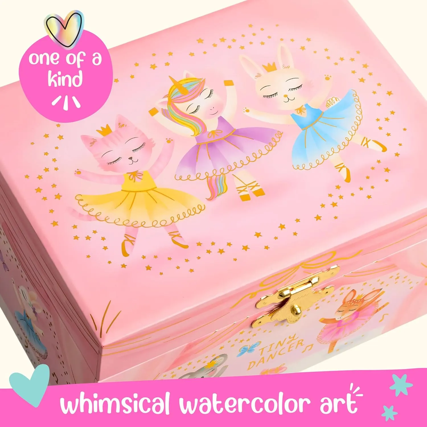 Musical Ballerina Jewelry Box for Girls - Kids Jewelry Box with Spinning Ballerina, Easter Gifts for Girls, Ballerina Toys - 6 x 4.7 x 3.5 in