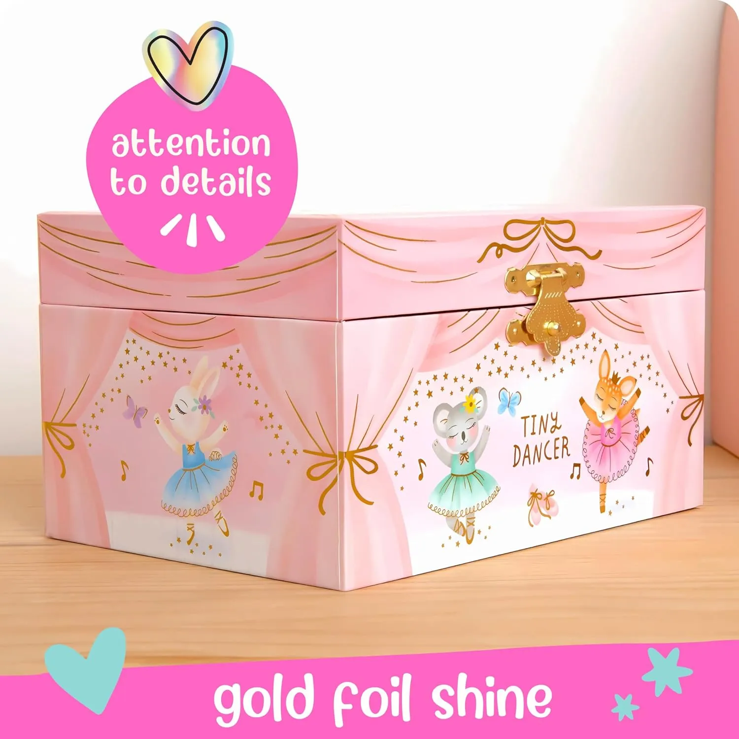 Musical Ballerina Jewelry Box for Girls - Kids Jewelry Box with Spinning Ballerina, Easter Gifts for Girls, Ballerina Toys - 6 x 4.7 x 3.5 in
