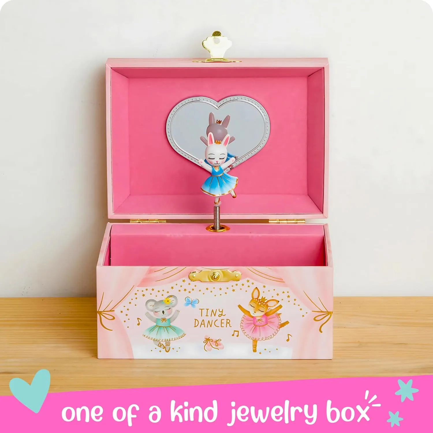 Musical Ballerina Jewelry Box for Girls - Kids Jewelry Box with Spinning Ballerina, Easter Gifts for Girls, Ballerina Toys - 6 x 4.7 x 3.5 in