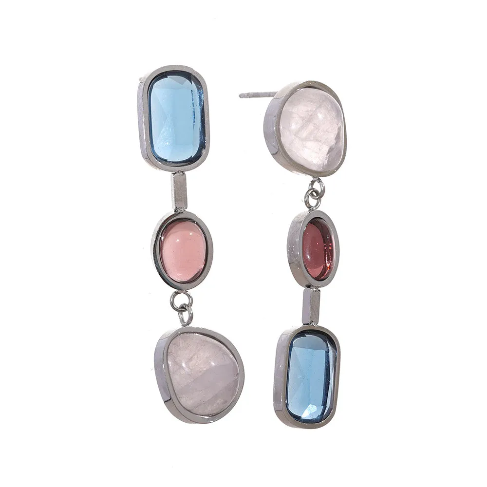 Natural Stone Geometric Drop Dangle Earrings