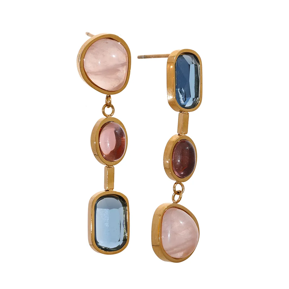 Natural Stone Geometric Drop Dangle Earrings