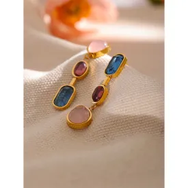 Natural Stone Geometric Drop Dangle Earrings