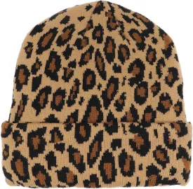Newfancy Women Men Winter Hats Leopard Print Cuffed Beanie Double Layers Thick Knitted Soft Warm Slouchy Skull Ski Cap