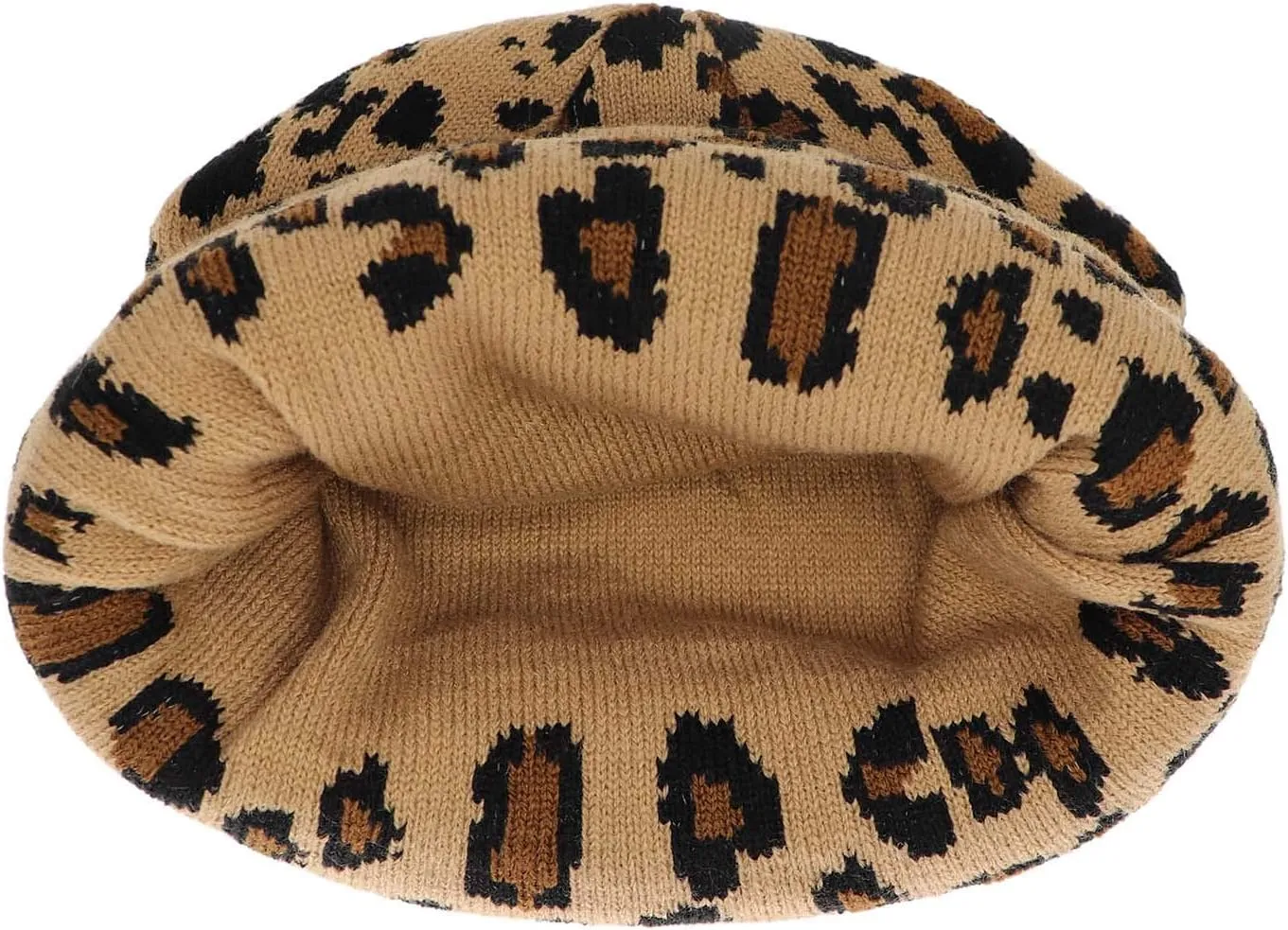 Newfancy Women Men Winter Hats Leopard Print Cuffed Beanie Double Layers Thick Knitted Soft Warm Slouchy Skull Ski Cap