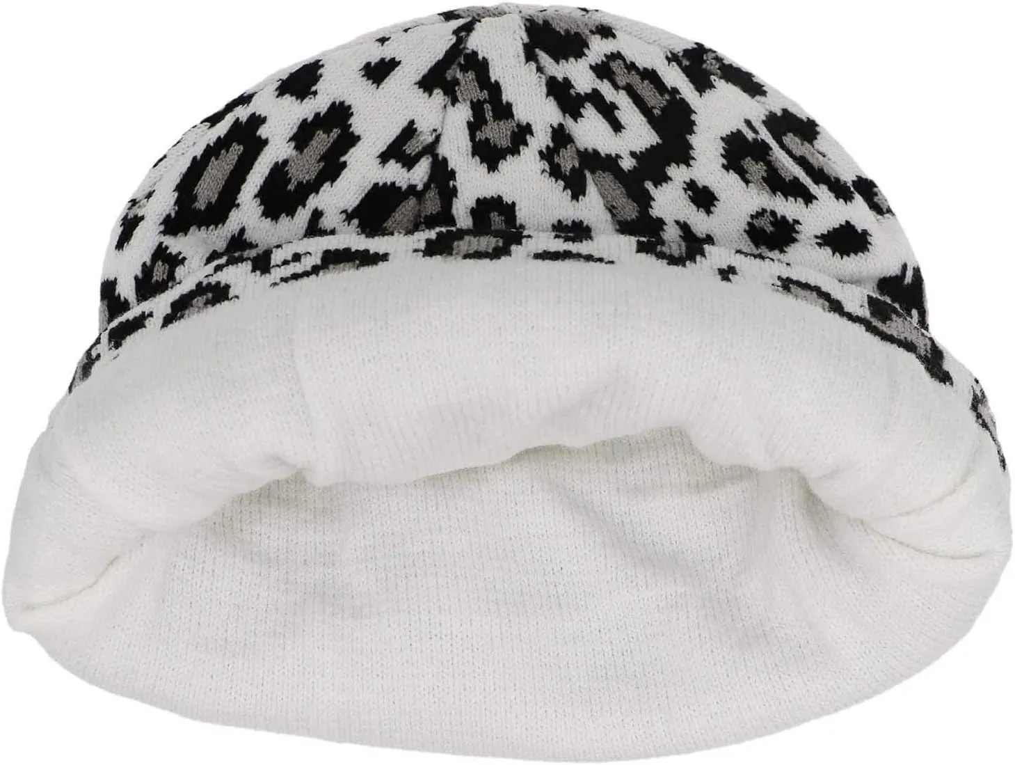 Newfancy Women Men Winter Hats Leopard Print Cuffed Beanie Double Layers Thick Knitted Soft Warm Slouchy Skull Ski Cap