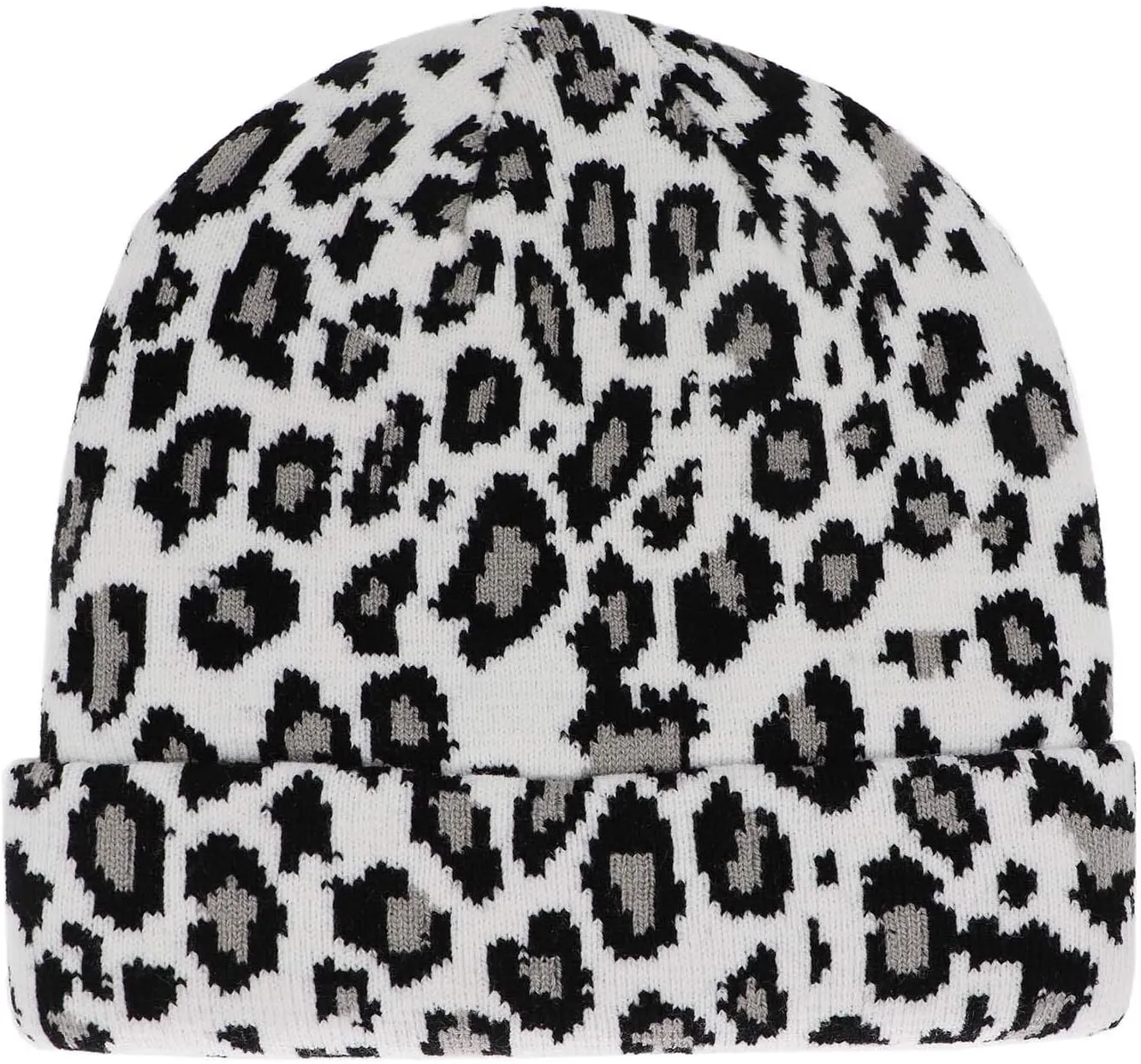 Newfancy Women Men Winter Hats Leopard Print Cuffed Beanie Double Layers Thick Knitted Soft Warm Slouchy Skull Ski Cap