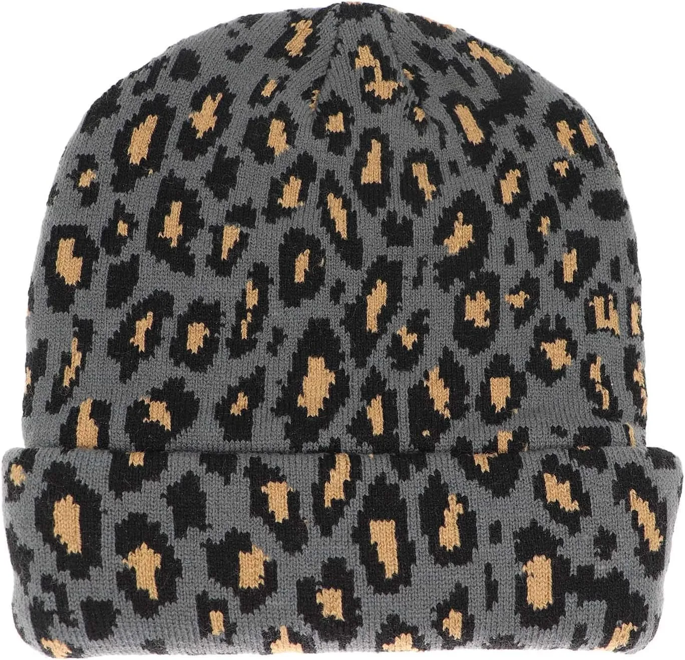 Newfancy Women Men Winter Hats Leopard Print Cuffed Beanie Double Layers Thick Knitted Soft Warm Slouchy Skull Ski Cap