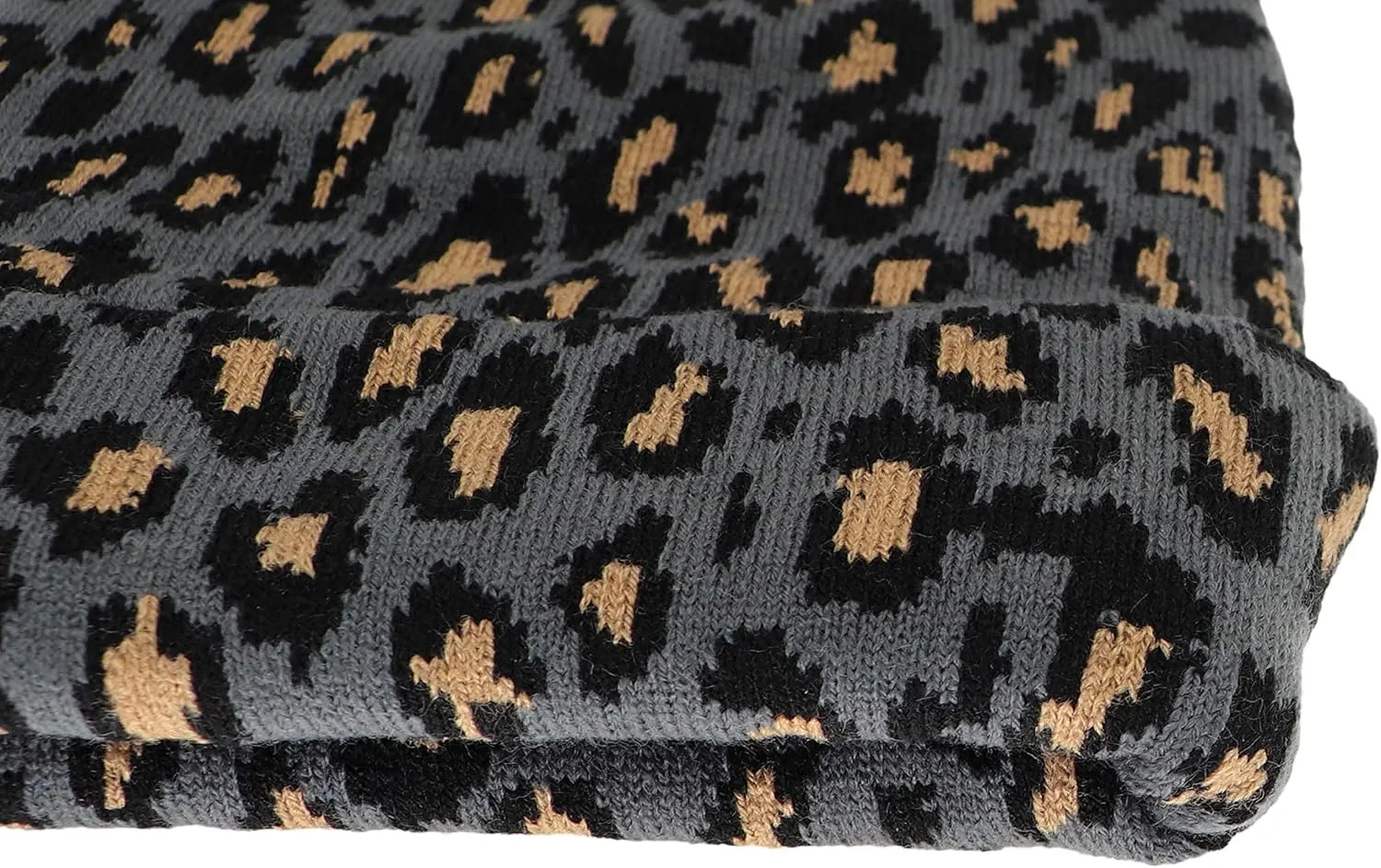 Newfancy Women Men Winter Hats Leopard Print Cuffed Beanie Double Layers Thick Knitted Soft Warm Slouchy Skull Ski Cap