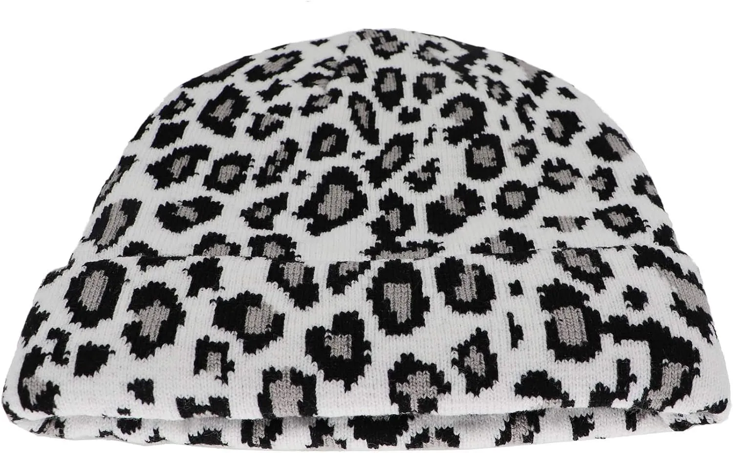 Newfancy Women Men Winter Hats Leopard Print Cuffed Beanie Double Layers Thick Knitted Soft Warm Slouchy Skull Ski Cap
