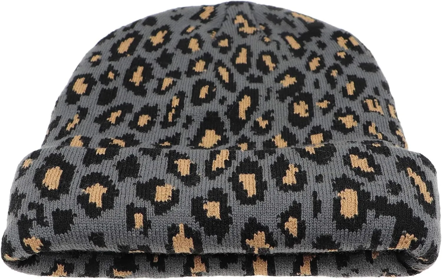 Newfancy Women Men Winter Hats Leopard Print Cuffed Beanie Double Layers Thick Knitted Soft Warm Slouchy Skull Ski Cap