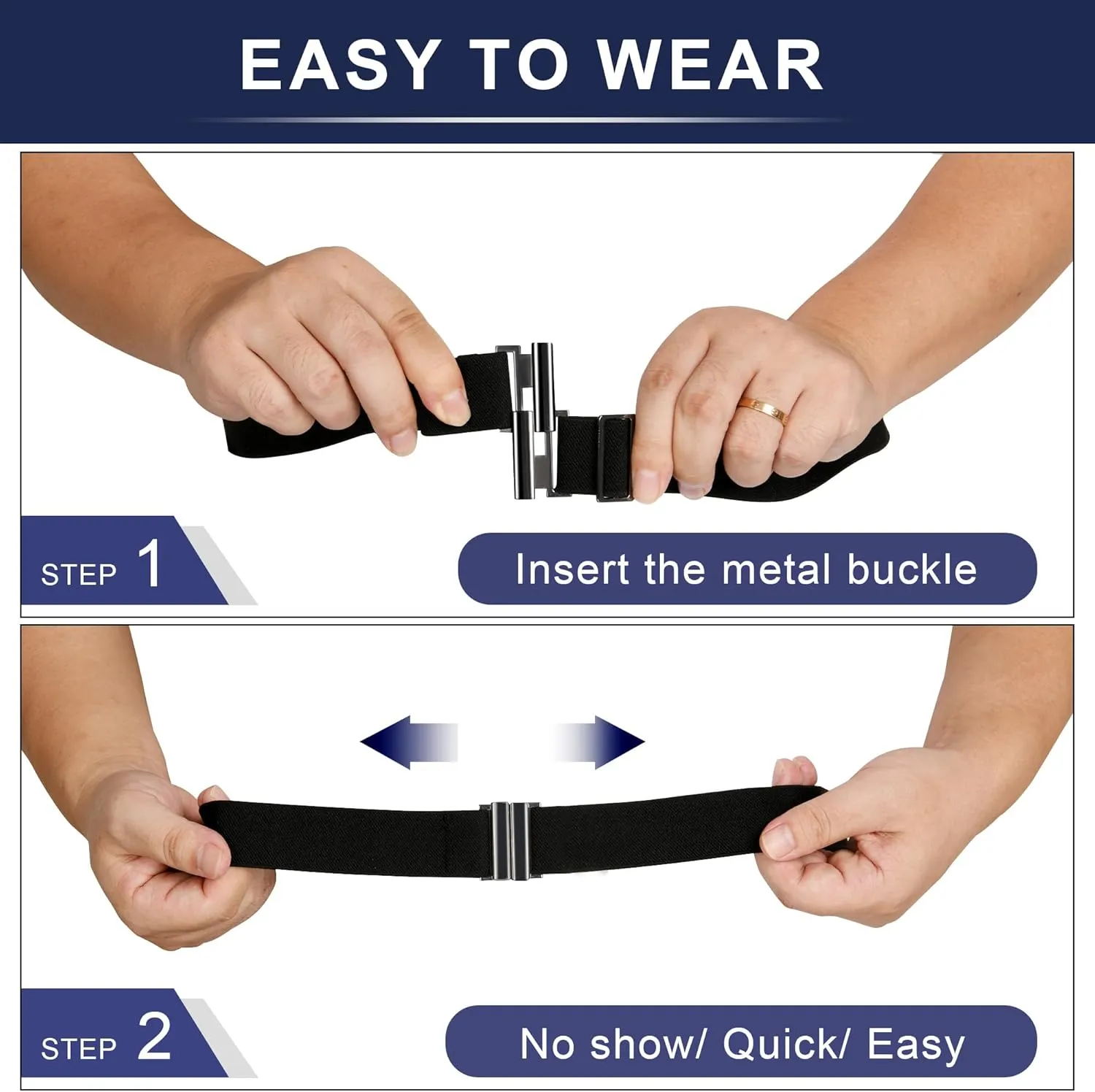 No Show Invisible Belt for Women/Men Elastic Web Strap Waist Stretch Belt with Flat Buckle for Jeans Pants Dresses
