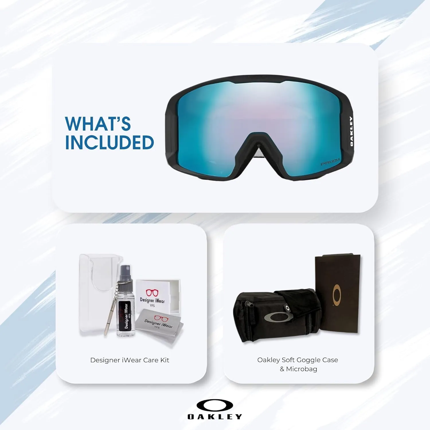 Oakley Line Miner LARGE/MEDIUM Ski Goggles For Men For Women OO7070, OO7093   BUNDLE with Designer iWear Eyewear Kit