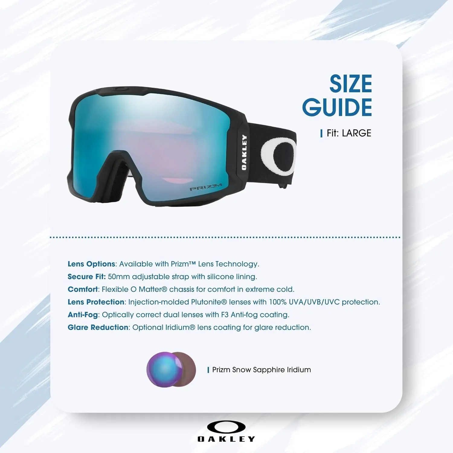 Oakley Line Miner LARGE/MEDIUM Ski Goggles For Men For Women OO7070, OO7093   BUNDLE with Designer iWear Eyewear Kit