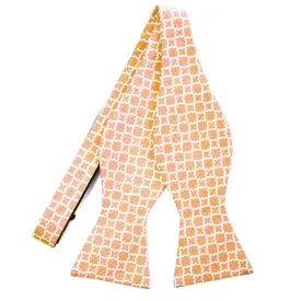 Orange Moroccan Trellis Cotton/Silk Self-Tie Bow Tie