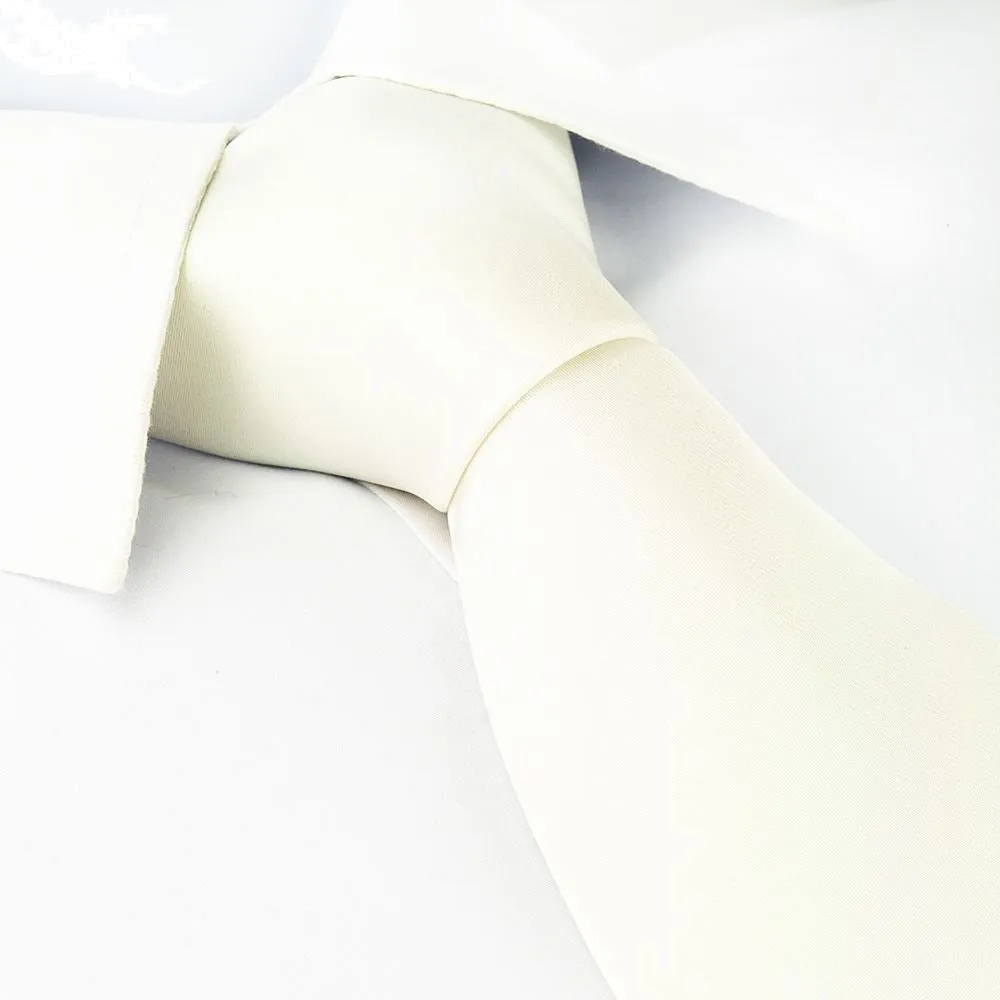 Plain White Woven Silk Tie