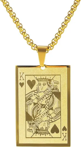 Punk Rock Stainless Steel Playing Card Poker Dog Tag Pendant Necklace