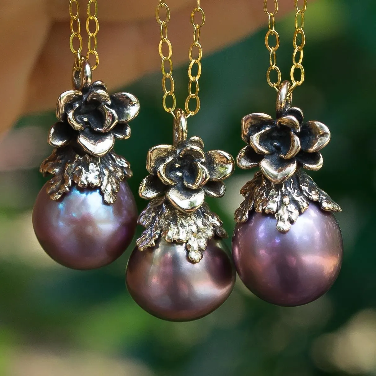 Purple Edison Pearl Bronze Pendant