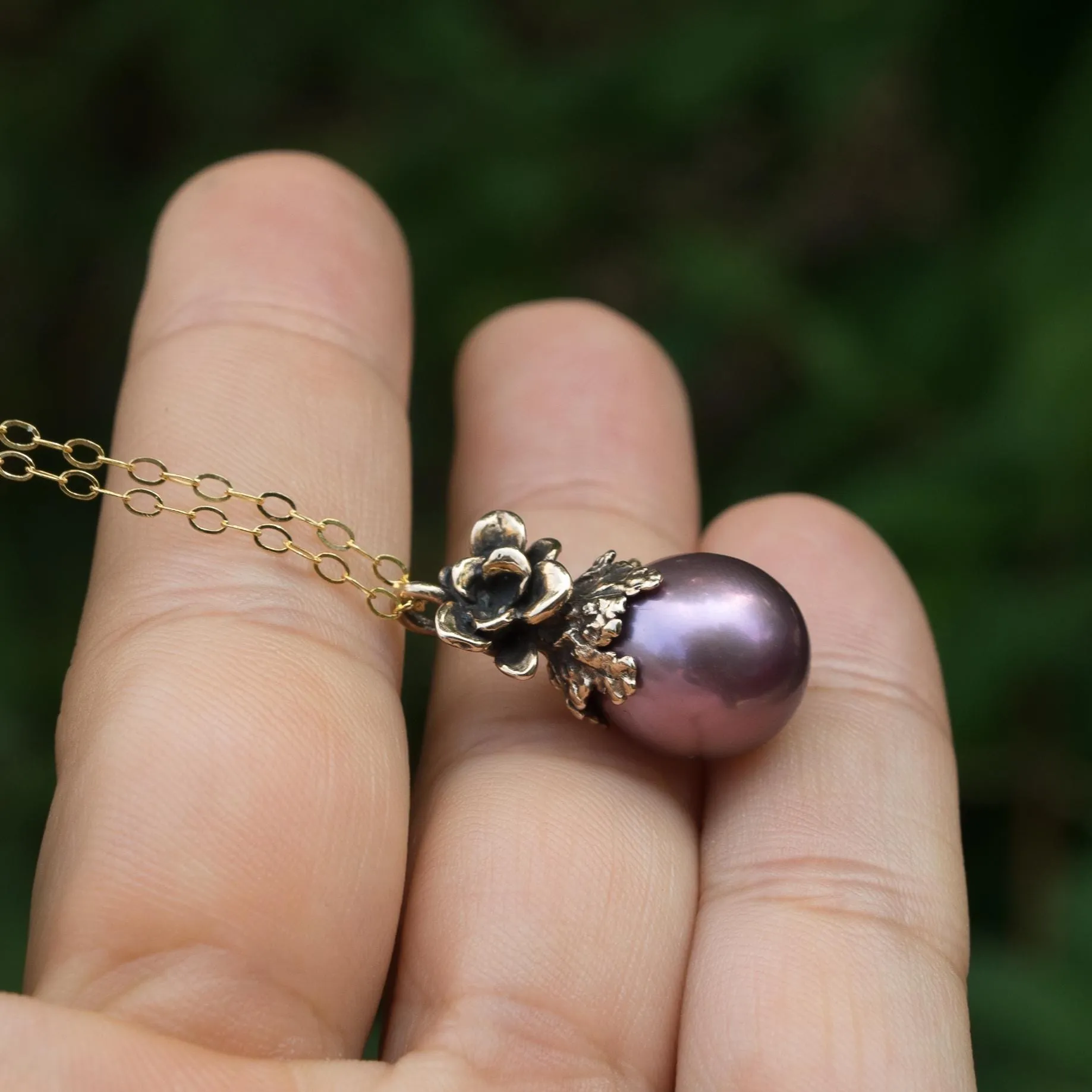 Purple Edison Pearl Bronze Pendant