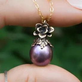 Purple Edison Pearl Bronze Pendant