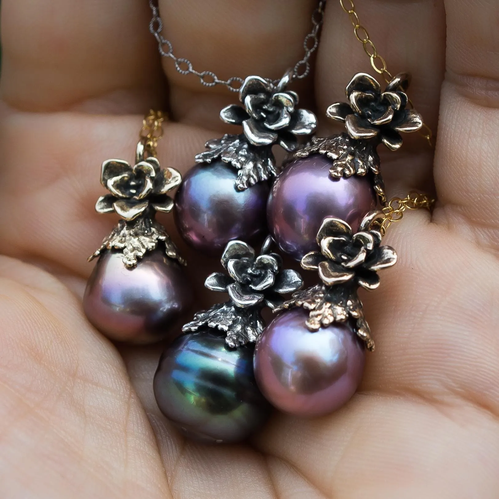 Purple Edison Pearl Bronze Pendant
