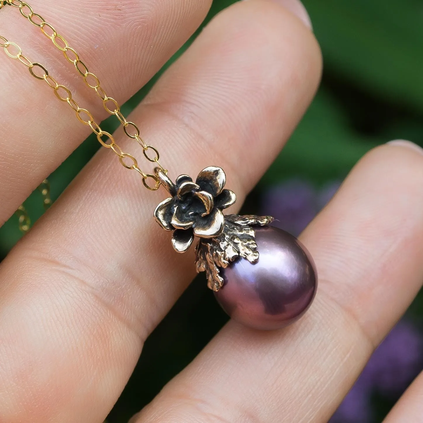 Purple Edison Pearl Bronze Pendant