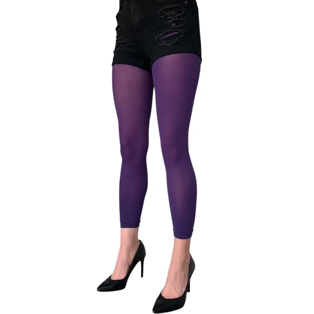 Purple Opaque Footless Tights