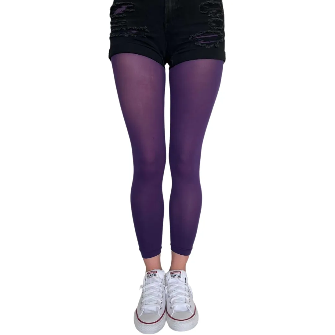 Purple Opaque Footless Tights
