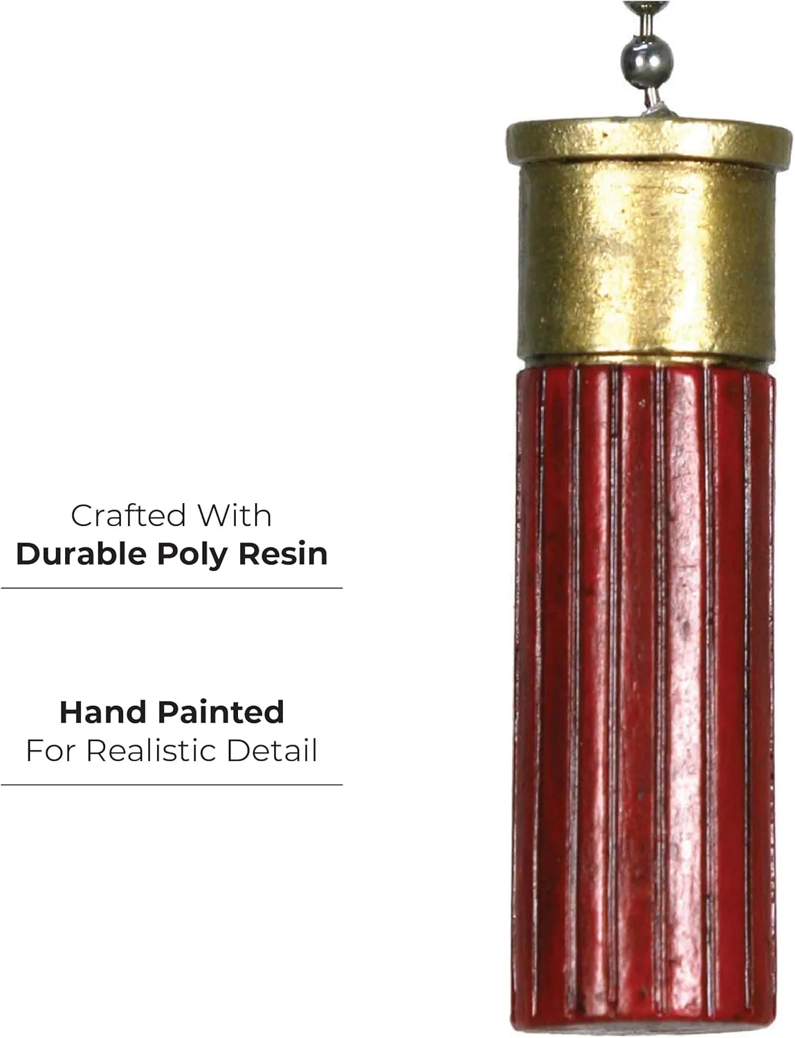Rivers Edge Products 12" Ceiling Fan Pull Chain Extender, Pull String Extension for Light Fixture, Decorative Hunting Ornament, Room, House, or Cabin Decor, Shotgun Shell