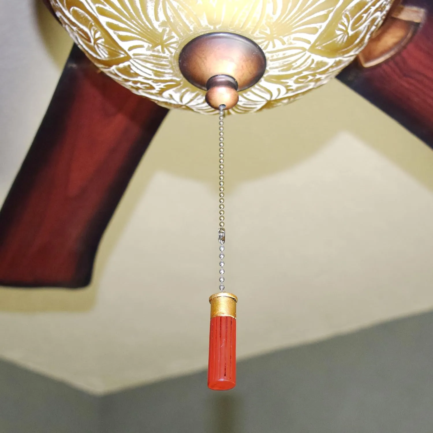 Rivers Edge Products 12" Ceiling Fan Pull Chain Extender, Pull String Extension for Light Fixture, Decorative Hunting Ornament, Room, House, or Cabin Decor, Shotgun Shell