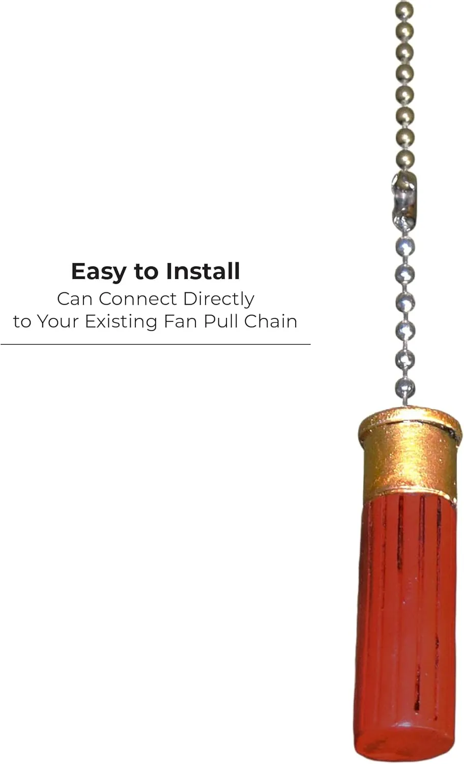 Rivers Edge Products 12" Ceiling Fan Pull Chain Extender, Pull String Extension for Light Fixture, Decorative Hunting Ornament, Room, House, or Cabin Decor, Shotgun Shell