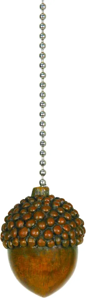 Rivers Edge Products 12" Ceiling Fan Pull Chain Extender, Pull String Extension for Light Fixture, Decorative Nature Ornament, Room, House, or Cabin Decor, Acorn