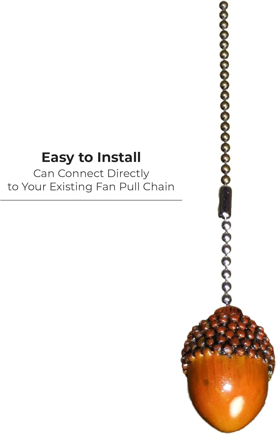 Rivers Edge Products 12" Ceiling Fan Pull Chain Extender, Pull String Extension for Light Fixture, Decorative Nature Ornament, Room, House, or Cabin Decor, Acorn