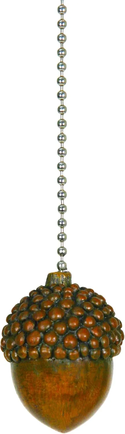 Rivers Edge Products 12" Ceiling Fan Pull Chain Extender, Pull String Extension for Light Fixture, Decorative Nature Ornament, Room, House, or Cabin Decor, Acorn