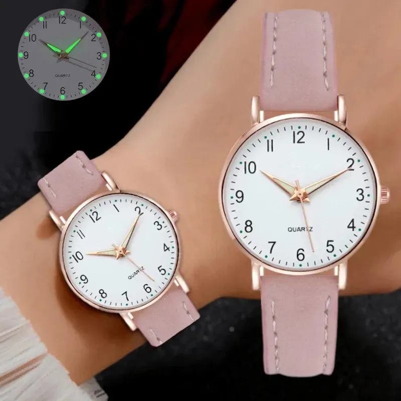Rojozor Women's Fashion Casual Quartz Watch - Simple Small Dial Leather Strap Wristwatch with Luminous Hands