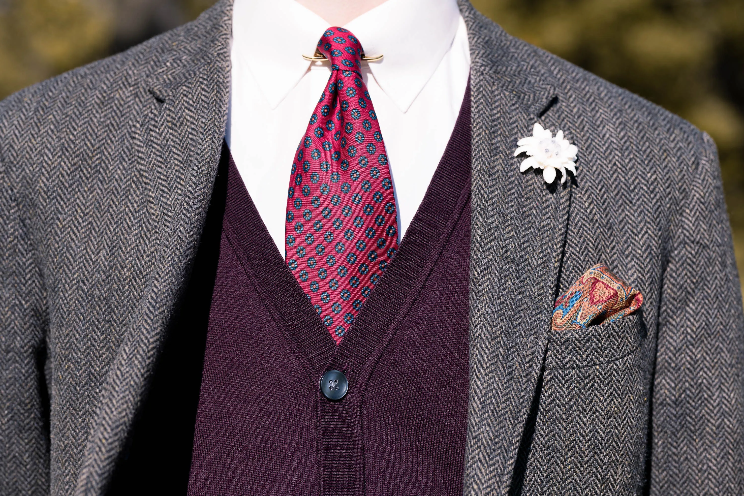 Ruby Red Macclesfield Neats Madder Silk Tie