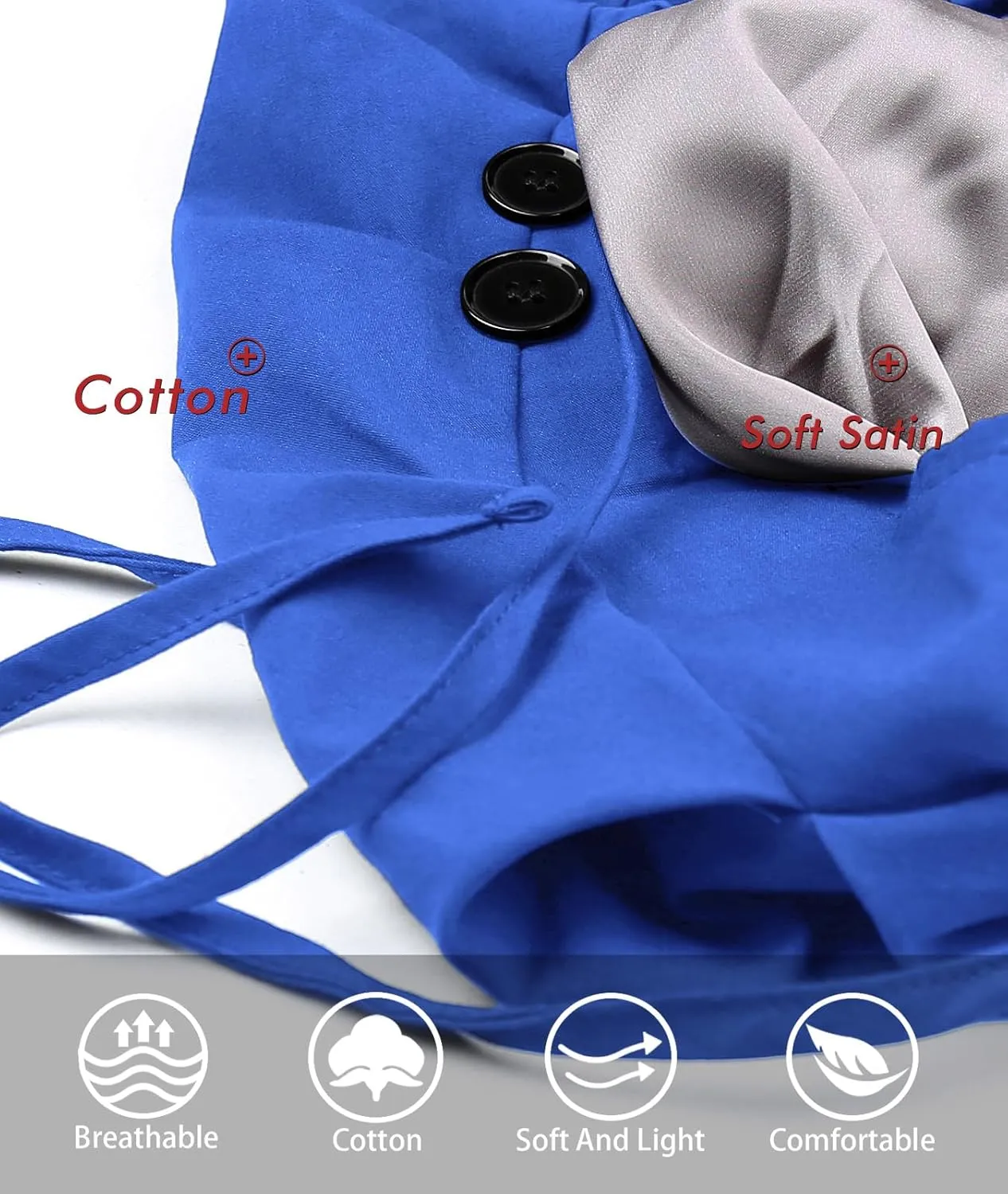 Satin Lined Work Cap with Button for Long Hair Women
